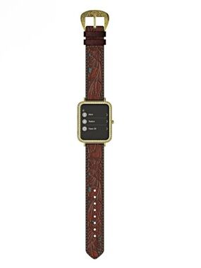 Wrangler Smart Watch Square Antique Gold Tone Brown Floral Strap NEW $155
